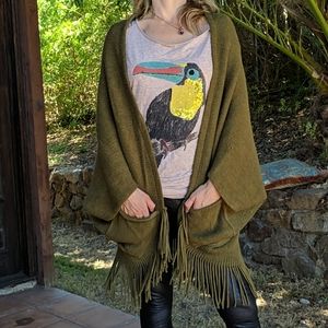 evergreen Olive Cardigan One Size